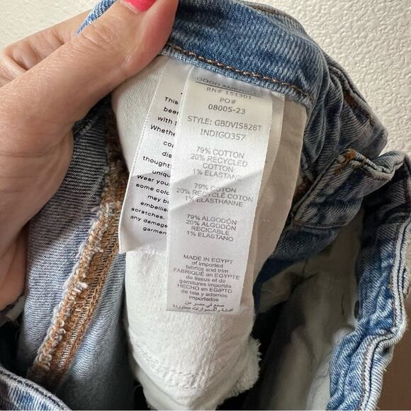 Good American Good Boy high rise straight leg slit hem jeans 4/27 - Picture 5 of 9